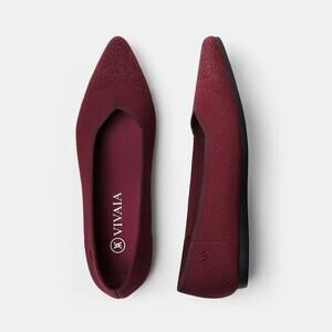 Vivaia Aria Pointed Old Money Washable Comfort Metallic Bordeaux Red Loafers 9.5